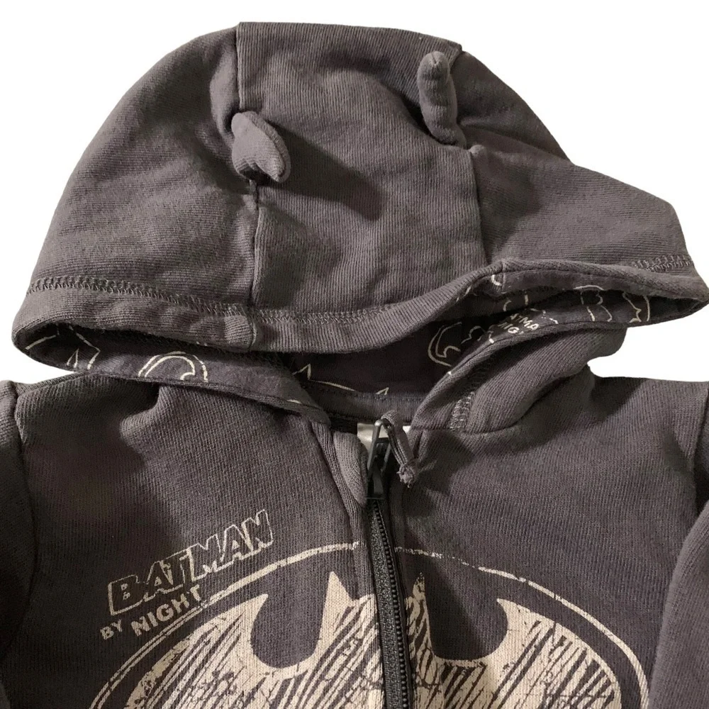 H&M Batman Zip up Sweatshirt with bat ears grey baby size 6-9 months
